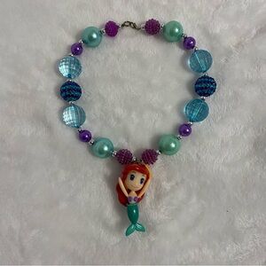 Handmade The Little Mermaid Charm Beaded Kids Necklace - Purple and Blue